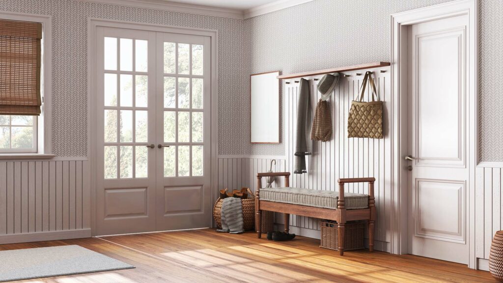 hardwood flooring in mudroom