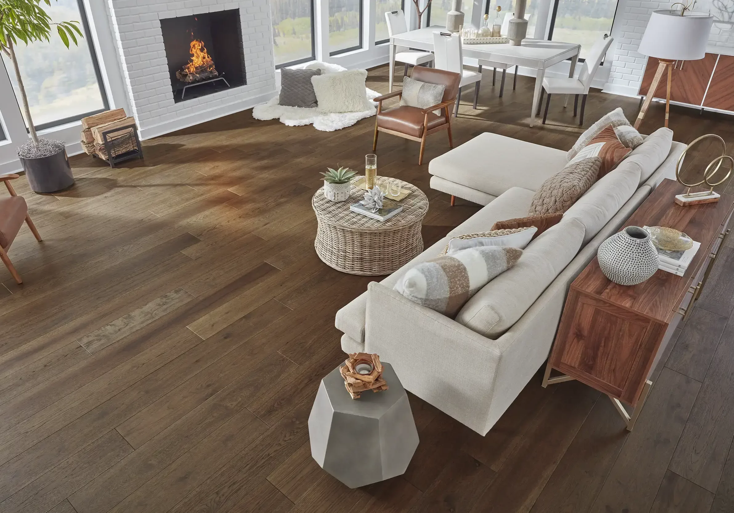Living room dark flooring