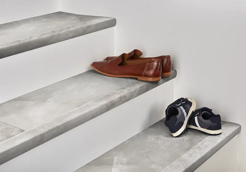 Shoes on Vinyl Stair Treads and nose cap | AJ Rose Carpets
